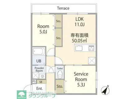 エテルノヴァローレ茅ケ崎(2LDK/1階)の間取り写真