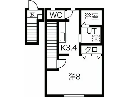 ブルック北上II(1K/2階)の間取り写真