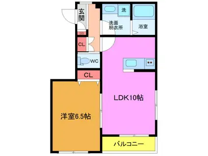 クロスロード(1LDK/3階)の間取り写真