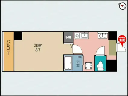 リバティープラザ花園II(1K/8階)の間取り写真