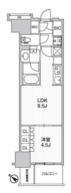 WORVE横浜伊勢佐木町(1LDK/15階)の間取り写真