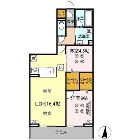 ローテ ベルク(2LDK/1階)の間取り写真