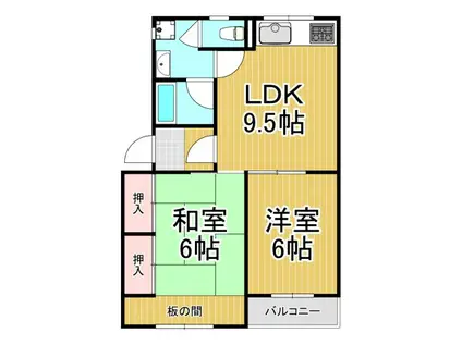 ムーンパレス(2LDK/2階)の間取り写真