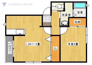 ルッカハウス(1LDK/2階)の間取り写真