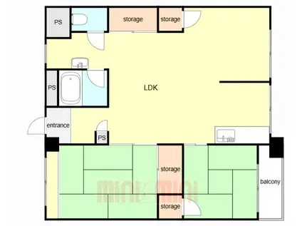 上湊川高層 1号棟(2LDK/14階)の間取り写真