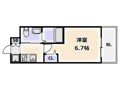 ラクラス阿倍野元町(1K/7階)の間取り写真