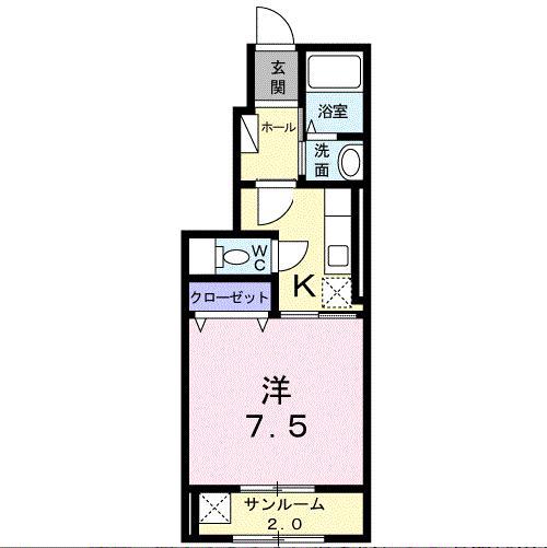 ジュピター(1K/1階)の間取り写真