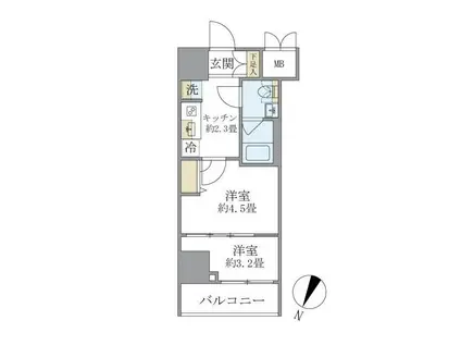 エレミ本蓮沼(2K/1階)の間取り写真