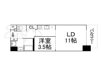 プレサンス堺筋本町エグゼブラン(1LDK/12階)の間取り写真
