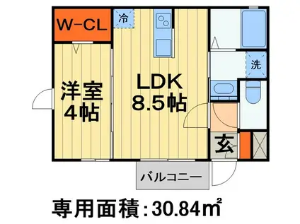 コート・ラグーンII(1LDK/1階)の間取り写真