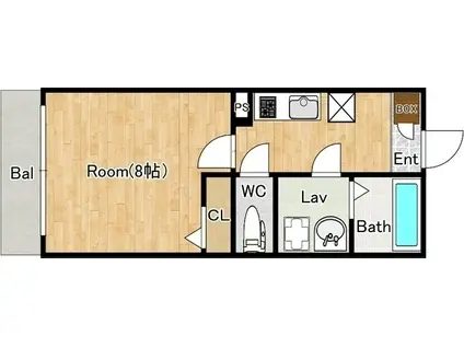 ジーメゾン松戸六実ビアン(1K/1階)の間取り写真