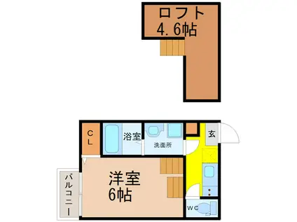 ハーモニーテラス長筬町II(1SK/1階)の間取り写真