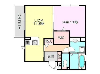 セントラルヴィレッジB棟(1LDK/1階)の間取り写真