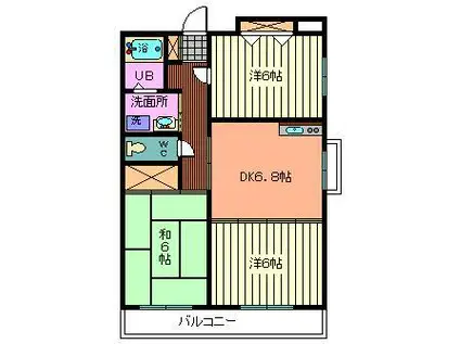 プリムローズ若海(3DK/3階)の間取り写真