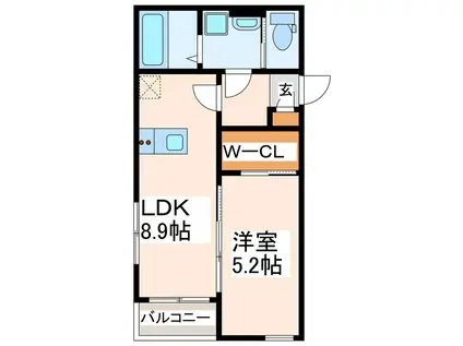 BRAVE BASE戸島(1LDK/1階)の間取り写真