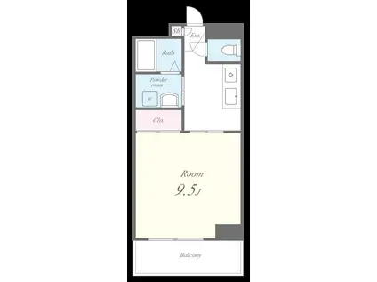 ライジングヴィラ葵(1K/4階)の間取り写真