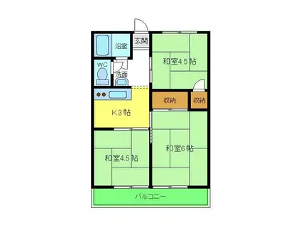 新金岡町5丁ハイツ(3K/1階)の間取り写真