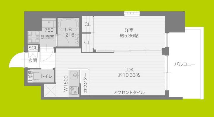 プレジオ城東(1LDK/6階)の間取り写真