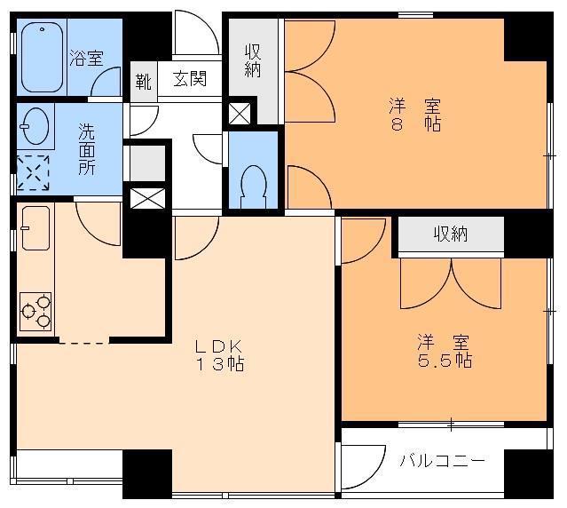 GRAZIOSO グラツィオーソ(2LDK/2階)の間取り写真