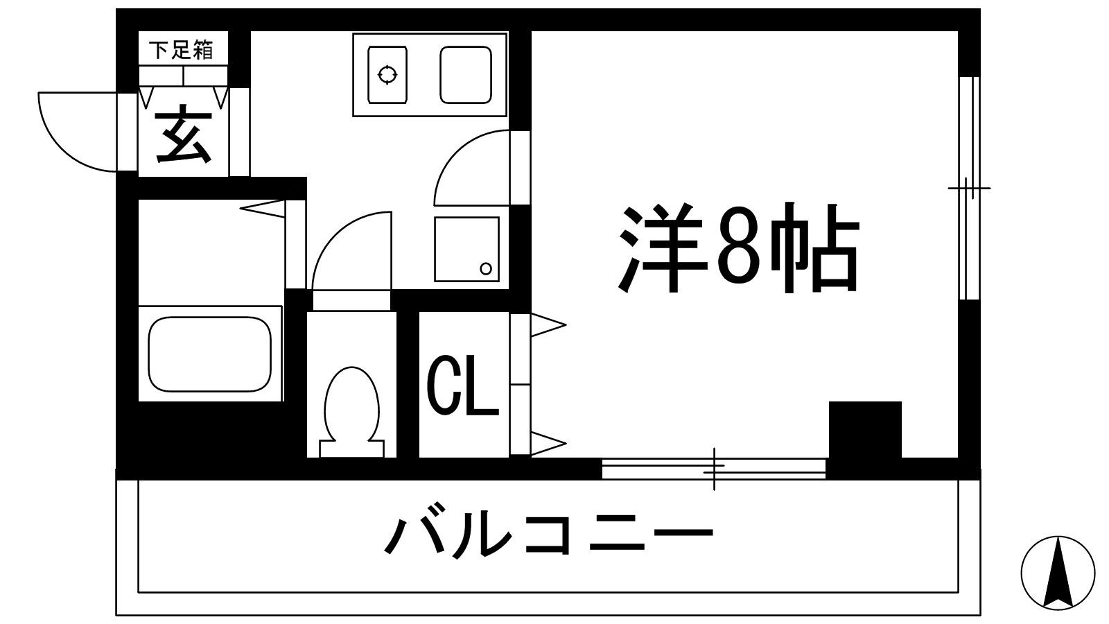 マサーレ川西(1K/4階)の間取り写真