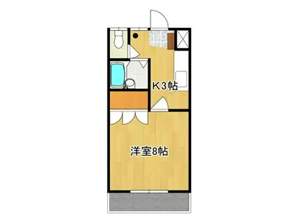 ラポールホサカB棟(1K/1階)の間取り写真