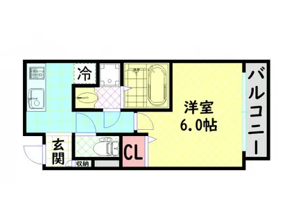 ラヴ心斎橋ウエスト(1K/15階)の間取り写真
