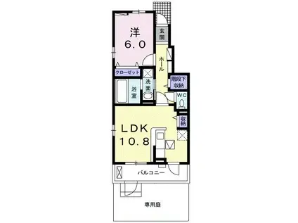 ライツェント・ローゼ(1LDK/1階)の間取り写真