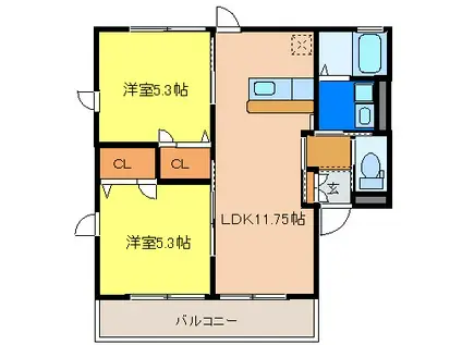ブレスコート I・II(2LDK/1階)の間取り写真