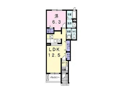 シェーネ・パラッツオ B(1LDK/1階)の間取り写真