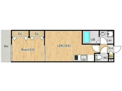 ジーメゾン春日部大場(1LDK/3階)の間取り写真