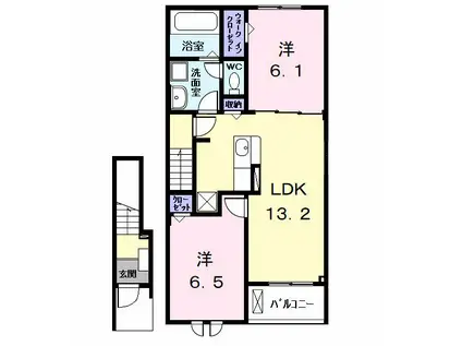 グランディールC 2(2LDK/2階)の間取り写真