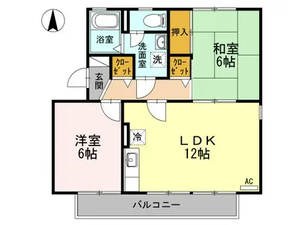 ニューアゼリアA(2LDK/2階)の間取り写真