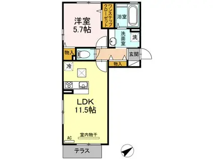 ムーンラヴァース(1LDK/1階)の間取り写真