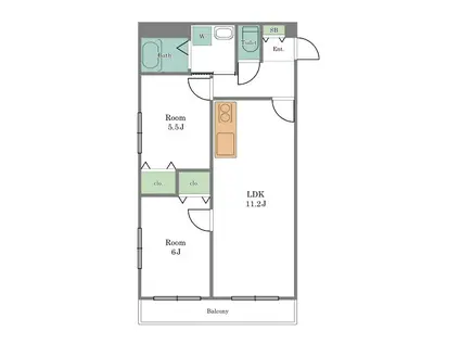 メゾンヴェルデ(2LDK/2階)の間取り写真