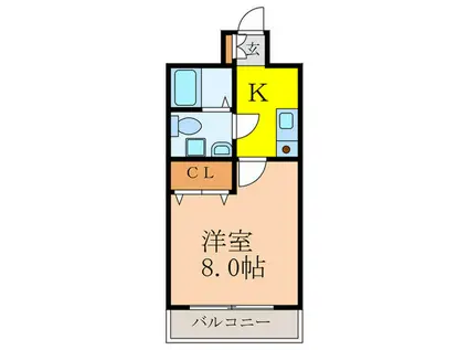 第2クリスタルハイム新大阪(1K/2階)の間取り写真