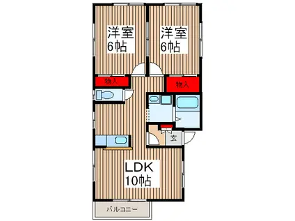 CHEZ AZALEE(2LDK/2階)の間取り写真