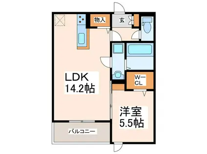ラルゴ白山通(1LDK/2階)の間取り写真