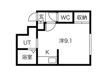 シャンテ南5条(1K/2階)の間取り写真