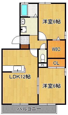 ヒーリングK(2LDK/2階)の間取り写真