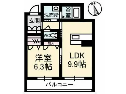 ヴェルドミール浜野(1LDK/3階)の間取り写真
