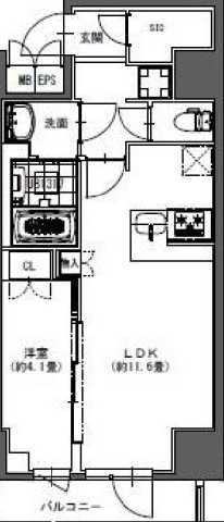 LA DOUCEUR東神田(1LDK/10階)の間取り写真
