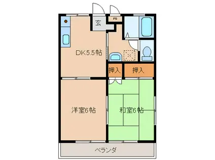 グリーンコーポ高木(2DK/1階)の間取り写真