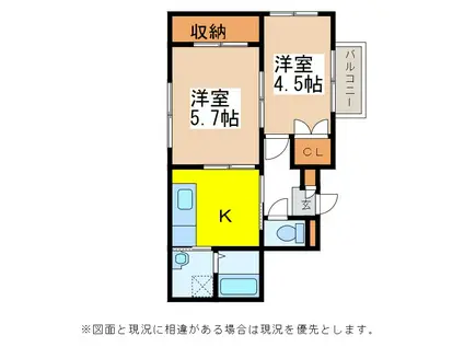 エスポワール銀河(2K/3階)の間取り写真