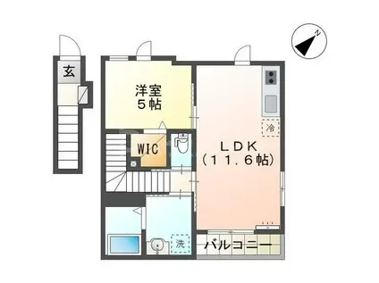 LINA(1LDK/2階)の間取り写真