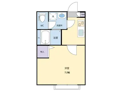 メルベイユ川崎(1K/1階)の間取り写真