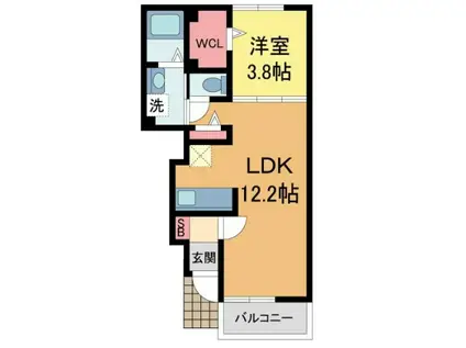 アルビコッコ(1LDK/1階)の間取り写真
