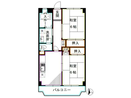 マンションストーンミル石森ビル(2DK/7階)の間取り写真