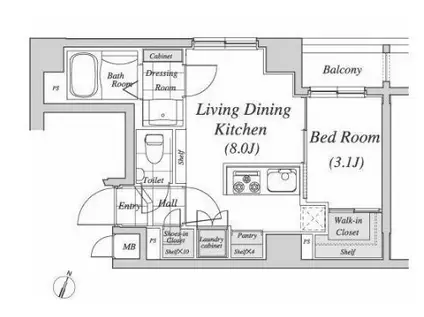 レジディア神田(1LDK/5階)の間取り写真