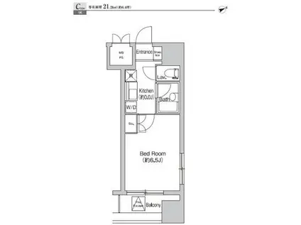 プライムアーバン大崎(1K/4階)の間取り写真