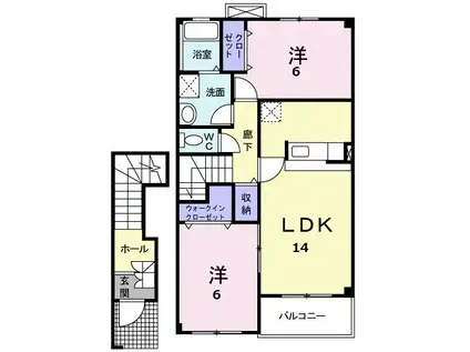 アリストクラット B(2LDK/2階)の間取り写真